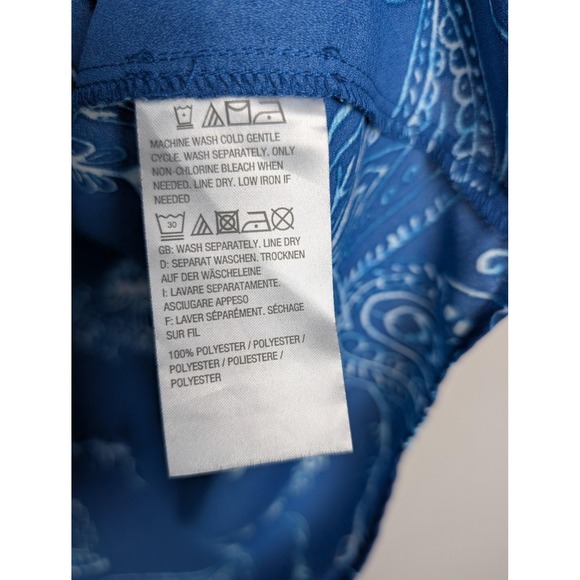 Belle By Kim Gravel Shirt Womens Large Blue Paisley V Neck Rhinestone Tunic Top - Picture 5 of 7